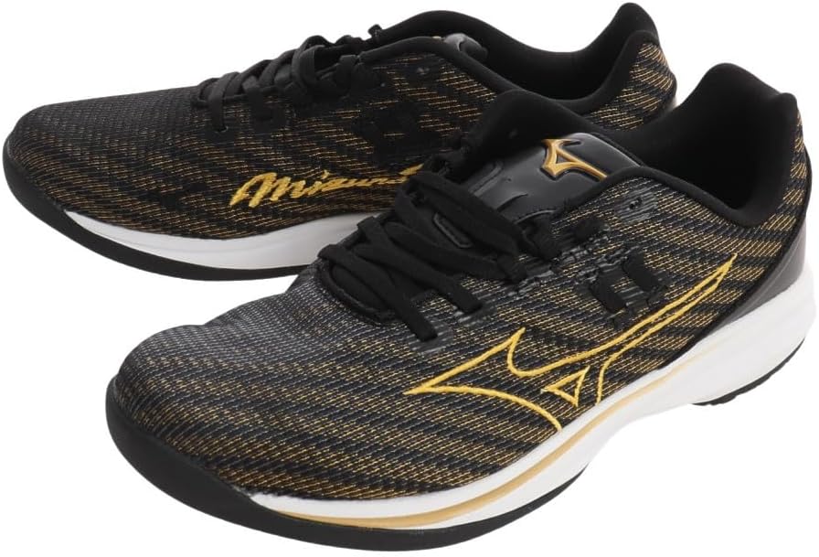 Mizuno WAVE LR RUN PRO 50 Unisex Wave Light Revolan Pro Baseball Black x Gold 10.0 inches 25.5 cm
