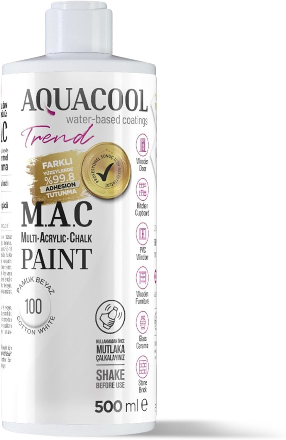 Aquacool Trend MAC Water Based Hybrid Conversion Paint 500ml (TRD 100 COTTON WHITE)