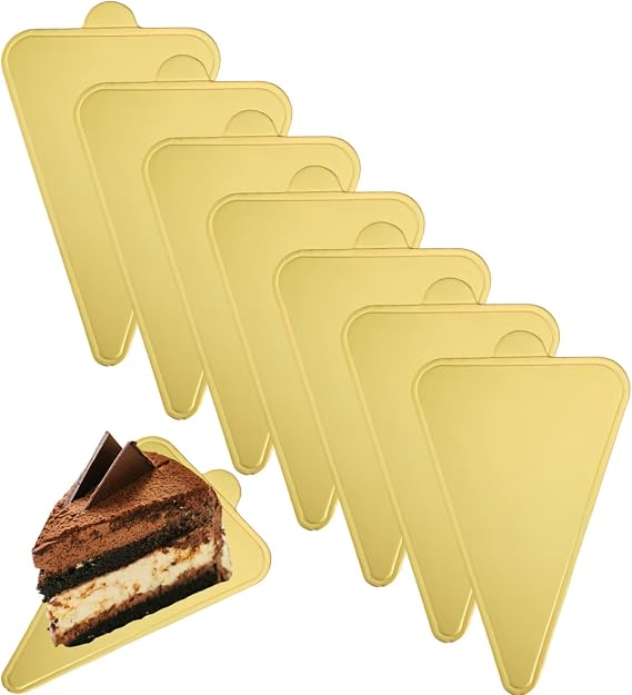 ミニケーキボード、100個 食品グレードケーキベース、ムースケーキベース スクエアペーパーカップケーキデザートディスプレイベース ベーキング デザートパーティー 結婚式 誕生日用 三角形 - ゴールド - 100個