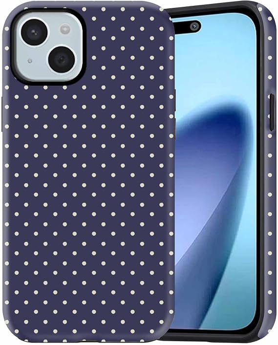Cute Case for iPhone 13 mini/iPhone 12 mini 5.4", Polka Dot Girly Aesthetic Dsign Pattern, Shockproof Slim Soft TPU and Hard PC Frosted Double Protective Cover for Girl Women, Blue Dot