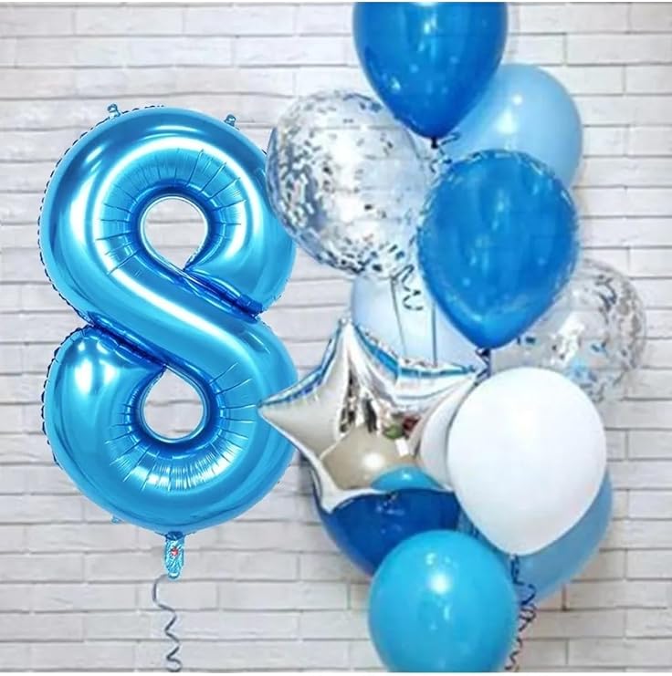 Mavi Yaş Balon Set 8, Çocuk Partileri İçin Folyo Balon