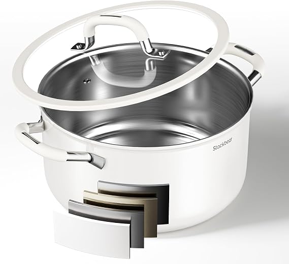 Stockpot 5.7 L(6 Quart), Tri-Ply 18/10 Stainless Steel Stock Pot with Lid, Induction Ready Cooking Pot for All Cooktops, Dishwasher Safe Soup Pot for Kitchen, Home, Gift for Cooker Mom and Dad