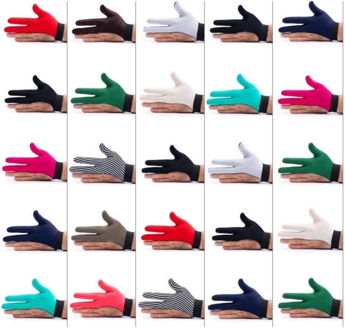 Flexible Eco Wrist Elastic and Velcro Billiard Gloves Mixed Color 25 Pack