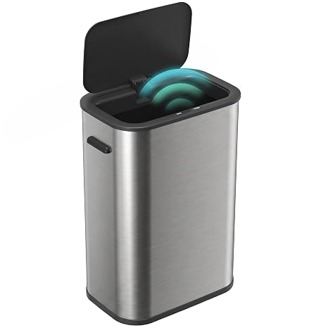 HOMCOM 55L Sensor Bin for Kitchen Automatic Waste Rubbish Bin, Silver Tone