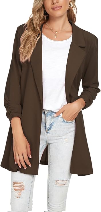 MINTLIMIT Women Long Lapel Blazer Tailored Long Sleeve Oversized One Button Coat Jacket Formal Suit