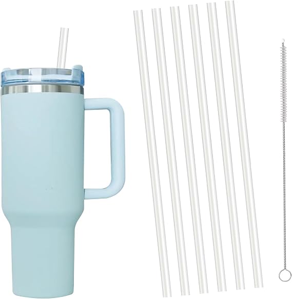 Replacement Straws for Stanley 40oz Cups - Durable, Reusable Drinking Straws with Cleaning Brush, 6-Pack for Milkshakes and Cold Beverages