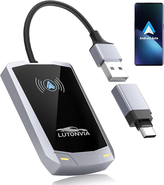 Android Auto Wireless Adapter with NFC - 2024 Upgraded Android Auto Dongle, Low Latency, 5.8GHz Wifi, Plug & Play Converts Wired to Wireless for Android 11& Cars with Factory Wired Android Auto