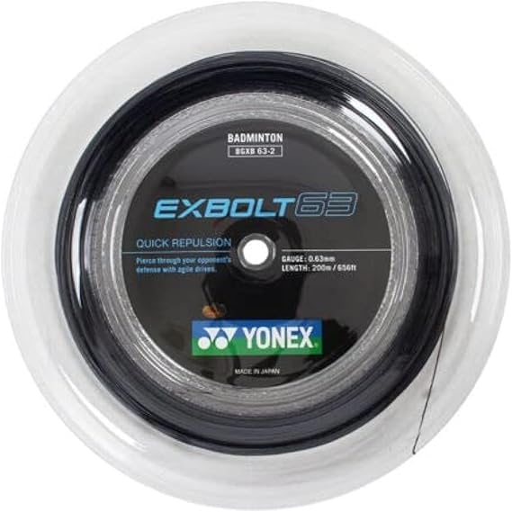 YONEX Exbolt 63 Badminton String 200m (656ft) Reel - 0.63mm - Black