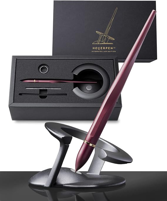 novium Hoverpen Interstellar Edition - Luxury Pen Made With Aerospace Alloys, Unique Aesthetic, Free Spinning Executive Pen, Cool Gadgets, Gifts for Men & Women (Mars Magma, 18K Gold-Plated)