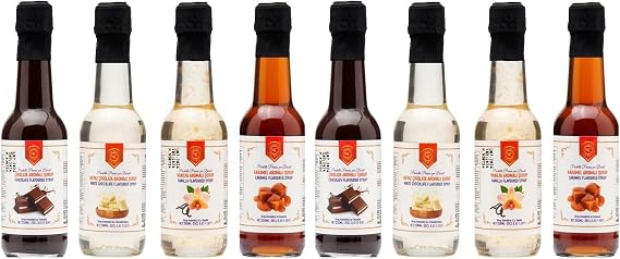 Nish Karamel, Vanilya, Çikolata, Beyaz Çikolata Aromalı Şurup 4'lü Set (4x250 ML) (2 paketi)