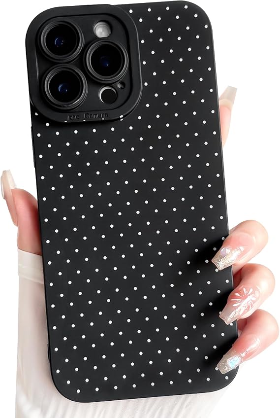 NITITOP for iPhone 15 Pro Max Case Cute Little Polka Dot Pattern - Black