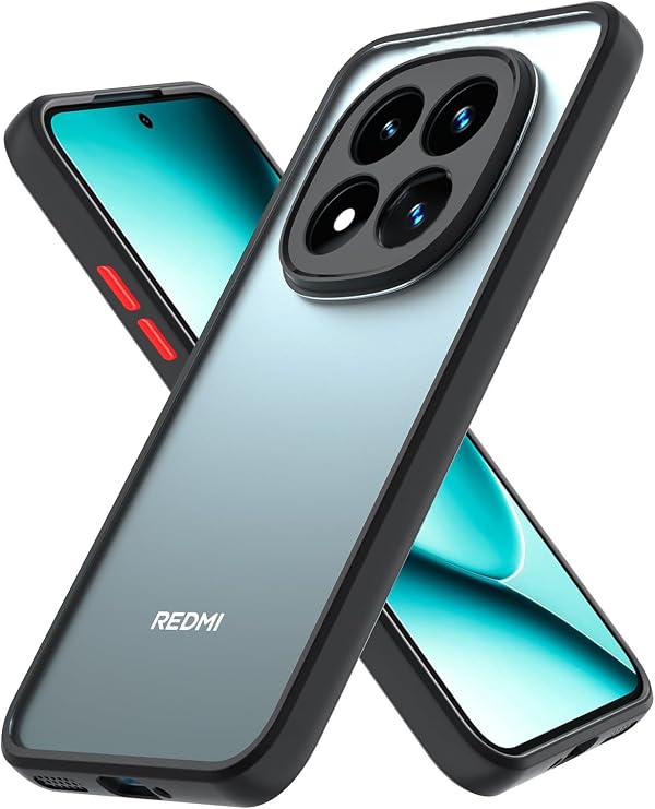 Redmi Note 15 Pro Plus 5G ile Uyumlu Kamera Korumalı Renkli Kenarlı Mat Silikon Kılıf, Siyah