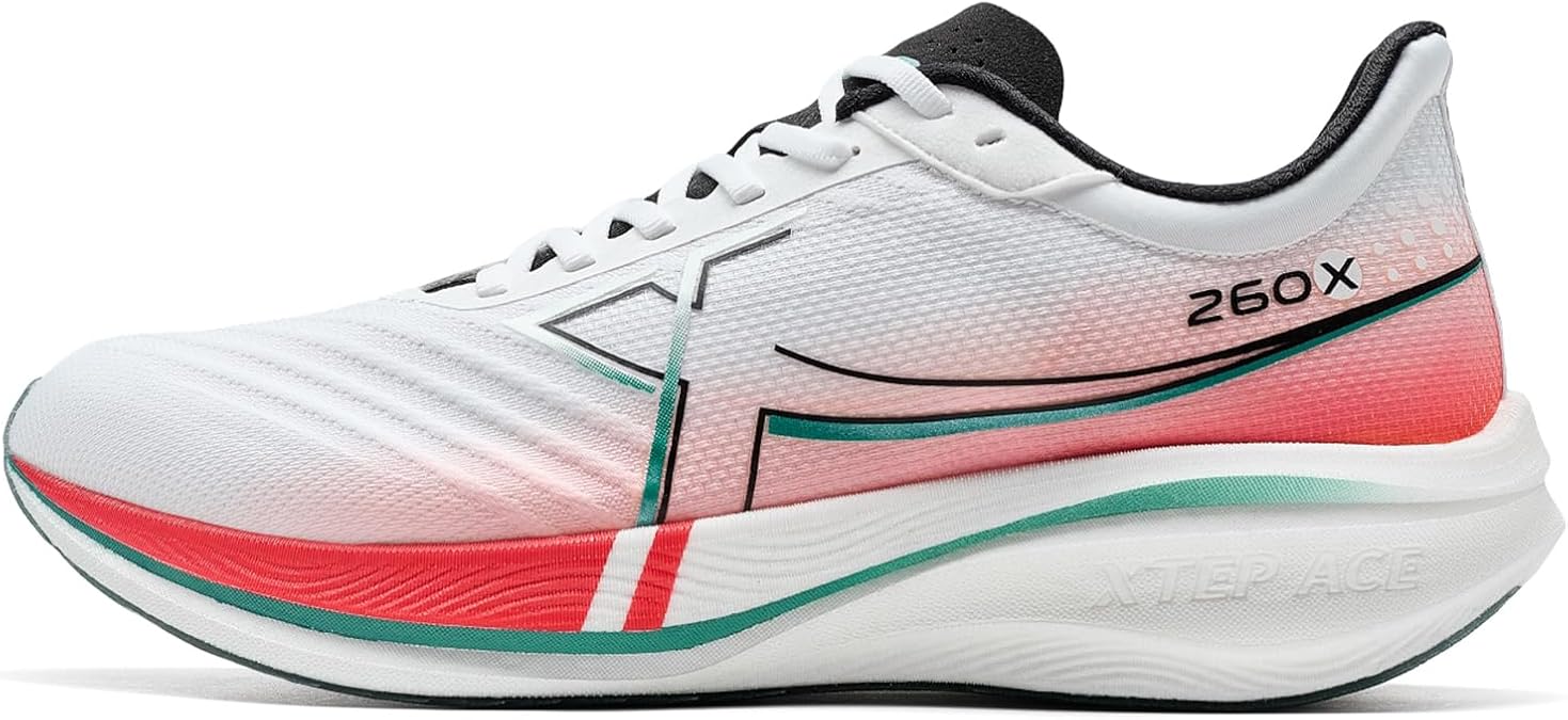 XTEP Men's 260X Running Shoes, Upgraded Marathon Running Shoes with 85% Cushioning, Racing Training, Lightweight Carbon Plate, Competition Running Shoes, Cushioned, Breathable, Non-Slip