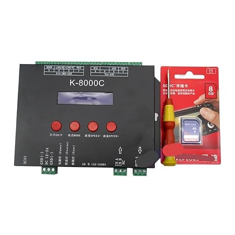 K-8000C Programmable DMX/SPI SD Card LED Pixel Controller; Offline; DC5-24V RGB Full-Color Light Strip