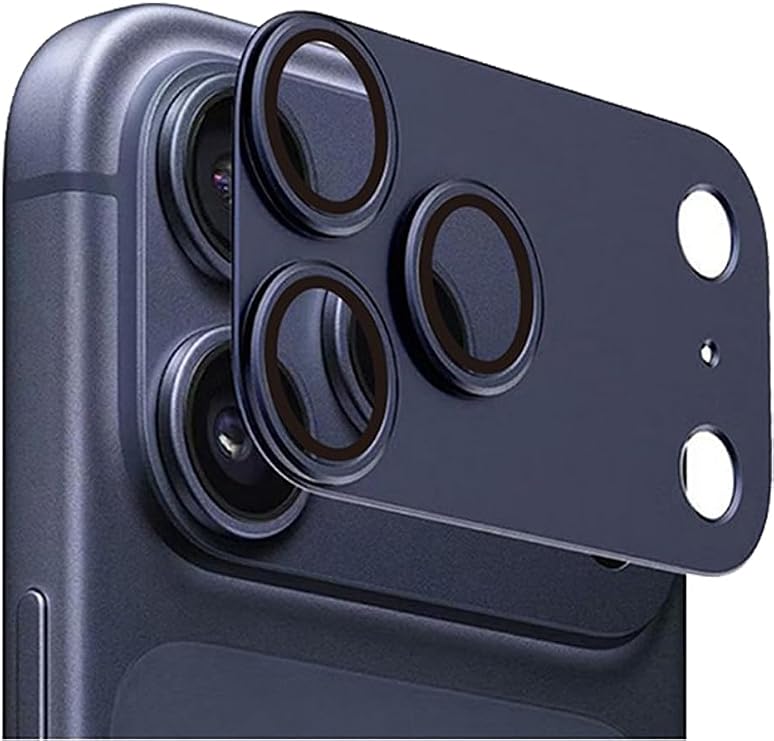 Coverzone Kamera Lens Koruyucu için iPhone 17 Pro Max 6.9 Inç, Tam Kapsamlı 9H Temperli Cam Halkalı Kapak, Mat Metal Plaka, Kılıf Dostu, 1 Paket (Lacivert, iPhone 17 Pro Max)