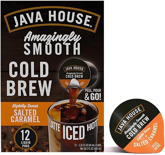 Java House Cold Brew Coffee Concentrate, Salted Caramel, 12 Count