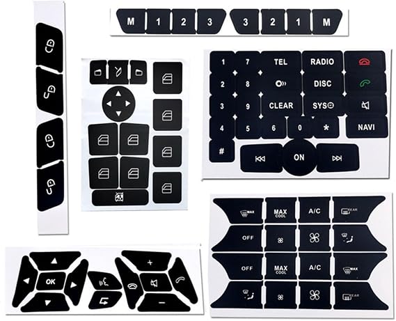 Button Repair Decal Sticker Set, For Mercedes-Benz C-Class W204 E-Class W212, For SLK R172 CLS W218 A-Class W176 B-Class W246, For GLK X204 Interior Switch Overlay