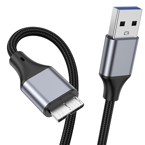 Micro USB 3.0 Cable 0.5M, USB A Male to Micro B Hard Drive Cable Compatible with Galaxy S5, Note 3, Toshiba Canvio, Camera, Hard Drive.