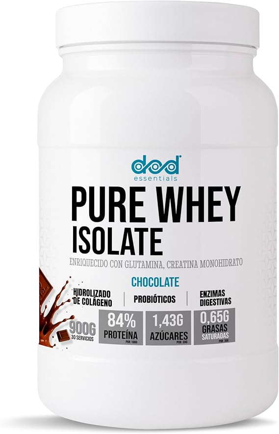 Pure Whey Isolate 84% Protein+Hydrolyzed Collagen+Creatine+Glutamine With Probiotics and Digestive Enzymes Low in Lactose and Sugars Recovery (Chocolate 900g)