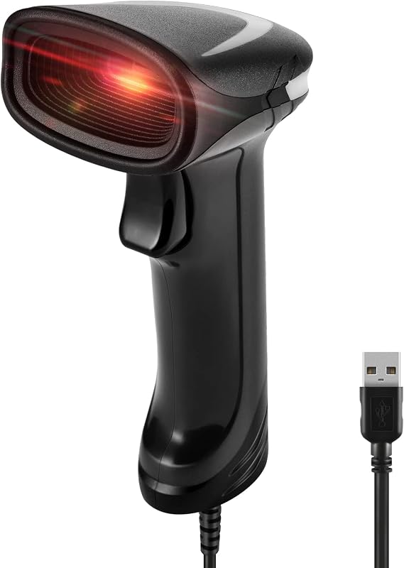 Wired 1D 2D QR Barcode Reader, Handheld Barcode Scanner Support Windows Mac and Linux PC POS System