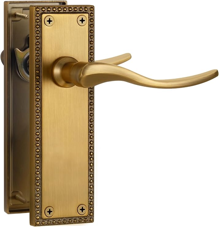 1 Pair Victorian Scroll Antique Bronze Internal Door Handles,Long Latch Lever Set for Interior Wooden Doors,Fits Standard UK Door,Zinc Alloy