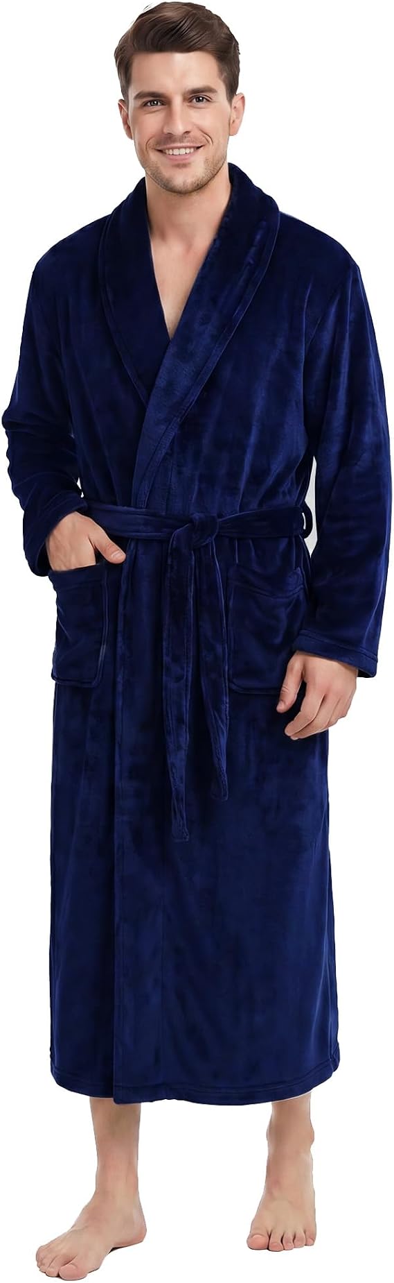 U2SKIIN Mens Fleece Robe Plush Collar Shawl Bathrobe