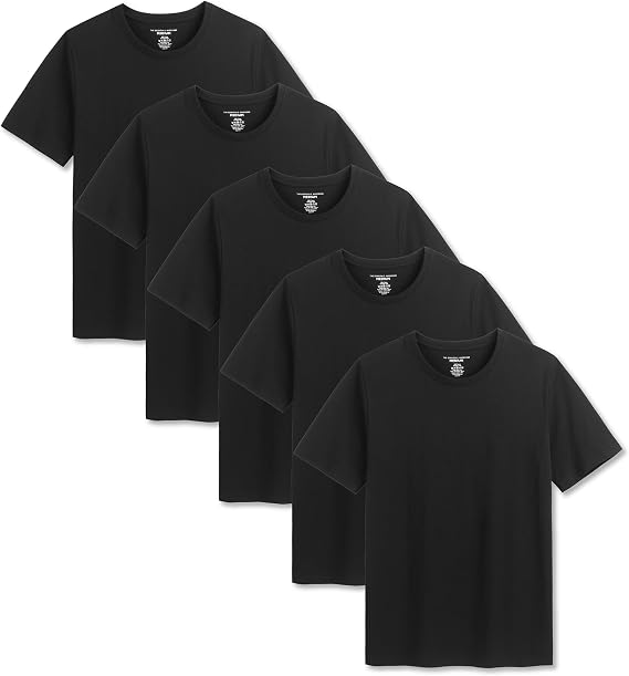 Mens T-Shirt 5 Pack Multicoloured Short Sleeve Shirts for Mens Tee Crew Neck Cotton Shirts - Lightweight and Comfortable - Size S-4XL