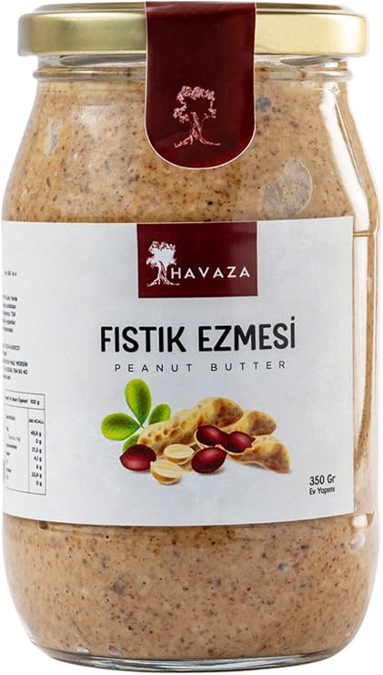 HAVAZA Şekersiz,Ev yapımı,%100 Doğal Fıstık Ezmesi 350 Gr.