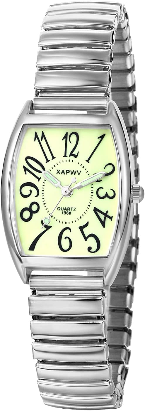 JewelryWe Pair of Watches Analogue Quartz Couple Watch Classic Rectangular Elastic Alloy Bracelet Partner Friendship Watch with Roman Numerals / Digital Dial Gold/Silver