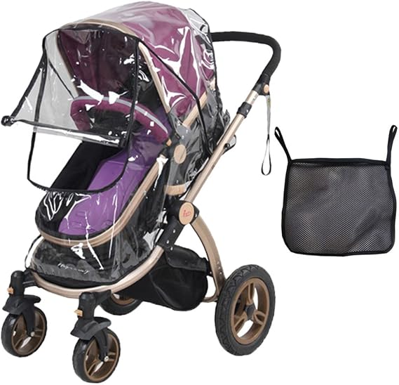 Bubble Rain Protector Rain and Wind Waterproof Cover for Baby Stroller and Stroller with Mesh Organizer Bag for Storing Stuff