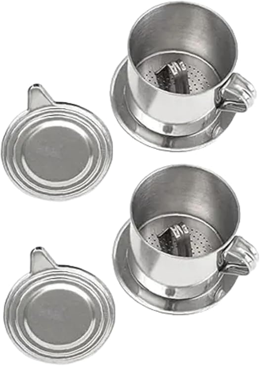 2 Set Vietnamese Coffee Filter Stainless Steel Coffee Pot Drip Infuse Cup Brewing Teapot No Need Paper Drip Coffee Pot Machine Filter Attractive Processing, Reusable Coffee Filters