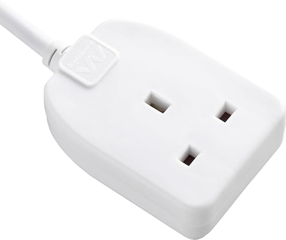Masterplug One Socket Single Extension Lead, 5 Metre Cable, Unswitched, 1-Way Plug Extension Cable, Basic Power, White, 13A, 1G, 5m, BOG5