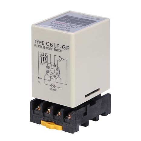 Jadeshay Water Level Control, Liquid Level Relay Unit Controller Switch with Water Supply Indicator and Drain Indicator Base 8 Pins for Water Treatment Industry