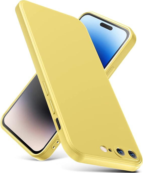 iPhone 8 Plus用ケース iPhone 7 Plusケース 薄型液体シリコンケース 耐衝撃 スリム薄型電話ケース iPhone 8 Plus/7 Plus用 フルボディスクリーンカメラ保護カバー-イエロー 2-IP8p-10