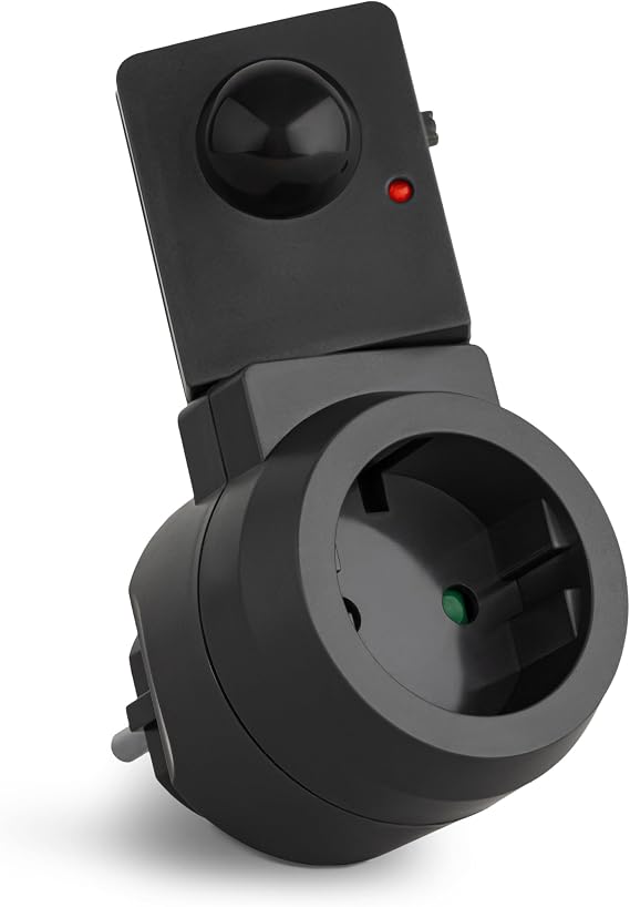 SEBSON PIR Motion Sensor Adaptor Plug with Rotating Sensor Anthracite