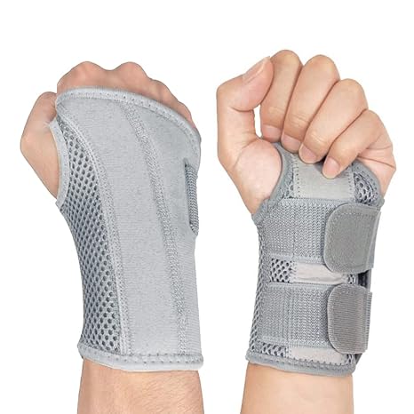 NuCamper Breathable Wrist Support Wrist Bandage with Metal Splint Stabiliser for Men and Women Adjustable for Arthritis Tendonitis Sprains