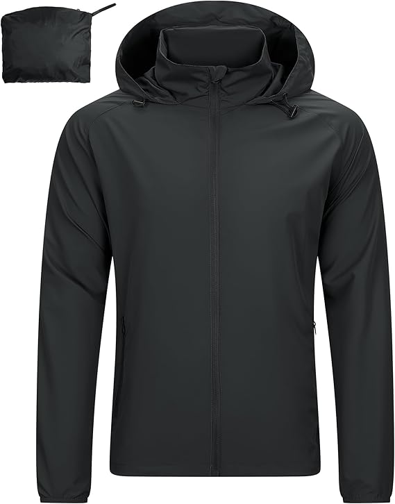 33,000ft Mens Lightweight Jackets Water Resistant Windproof Packaway Coat