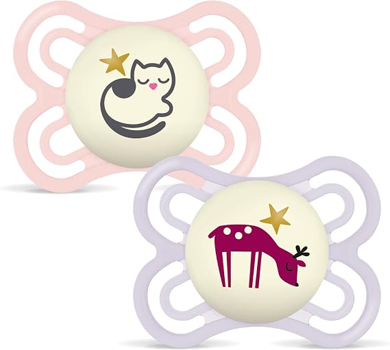 MAM Perfect Pacifier for Babies 2-6 Months, Bright Pink, 2 pcs