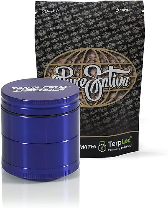 Santa Cruz Shredder 4 Piece Medium Metal Grinder in Purple + 28g Grove Bag
