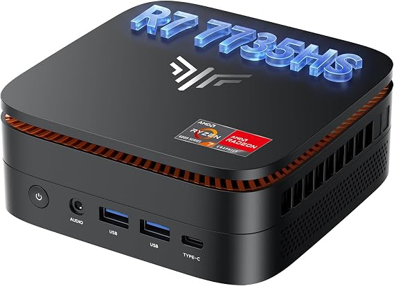 NiPoGi Hyper H1 AMD Ryzen7 7735HS Mini PC(Βeats 7640HS/6800H), Mini computer Windows 11 Pro(8C/16T,Max 4.75GHz) 32GB LPDDR5 1TB M.2SSD 5500MHz, Triple 4K Display/WiFi6/BT5.2 Mini Gaming PC