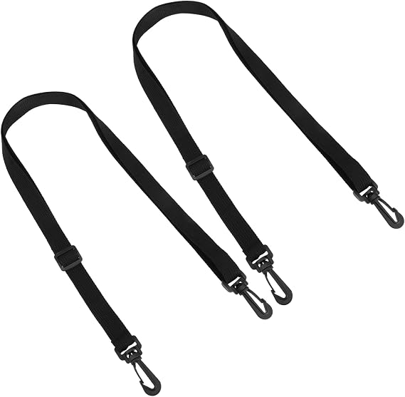2 Pack Black Adjustable Shoulder Straps with Swivel Clips for Bags, Adjustable Straps with Clips, Replacement Strap for Water Bottle Carrier Sling Bag, Crossbody Messenger Bag
