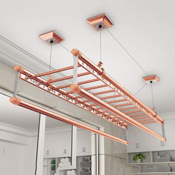 Ceiling Dryer Drying Rack 150cm - 4-Bar Laundry Clothesline, Balcony Pulley Household Airer Dryer Aluminum Alloy - Space-Saving Solution for Indoor Drying