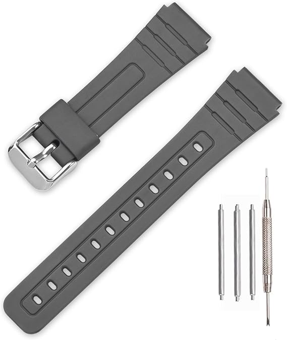 TPU Watch Strap Compatible with Casio F-91W/F-84/F-94/F-105/F-108/A-158/A-168 Men's and Women's 18mm Watchbands Replacement