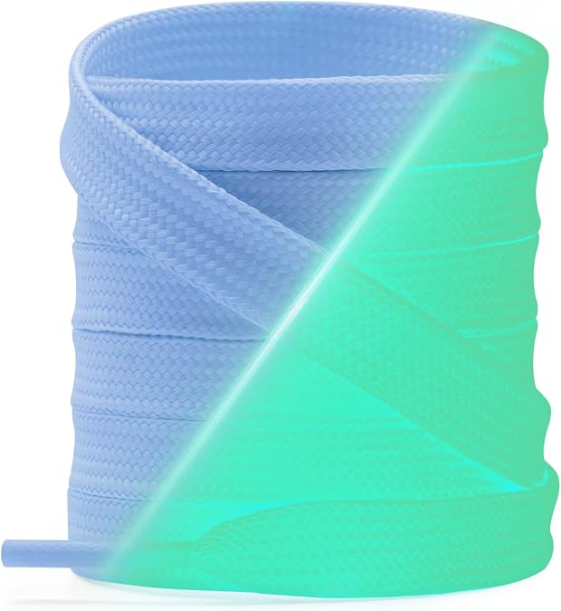 YJRVFINE Flat Luminous Shoe Laces: 2 Pairs Glow in the Dark Shoelaces for Sneakers