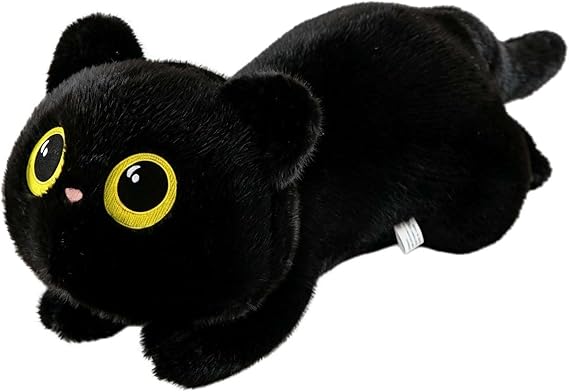 Black Cat Plush-45cm Black Cat Suffed Animal,3D Soft Cat Shape Design