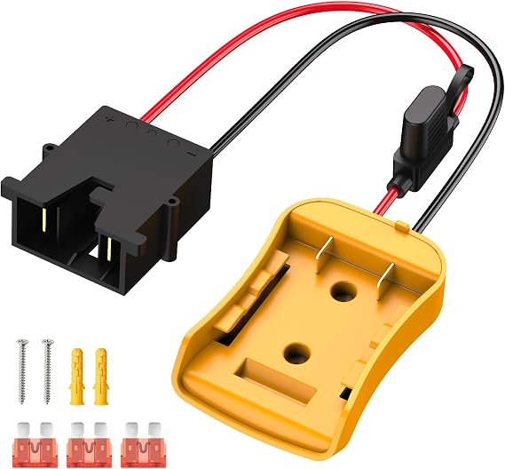 Kzreect バッテリーアダプター Dewalt 20Vバッテリー対応 ヒューズホルダーとワイヤーハーネスコネクター付き変換キット Fisher-Price 12ボルト対応