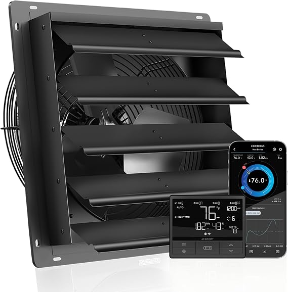 AC Infinity AIRLIFT T20, Shutter Exhaust Fan 500mm with WiFi Temperature [Energy Class F]