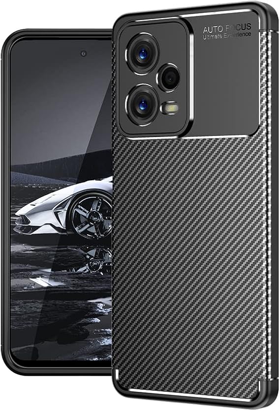 Spia Xiaomi Redmi Note 12 Pro 5G ile uyumlu Kılıf Siyah Karbon Silikon Orijinal Esnek İnce Geliştirilmiş Dayanıklı Darbe Karşıtı Yeni Nesil Tasarım (Xiaomi Redmi Note 12 Pro 5G, Siyah)