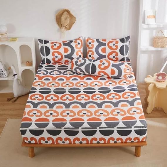Washed Cotton Bed Sheet One-piece Bedspread Fixed Mattress Cover Cover,8,2 Pillowcase 48x74cm