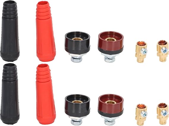12PCS Welding Cable Panel Connector Kit, Quick Fit Red and Black Plug Socket Set for Welder Power Supply Equipment Connection Stable Power Supply Connection